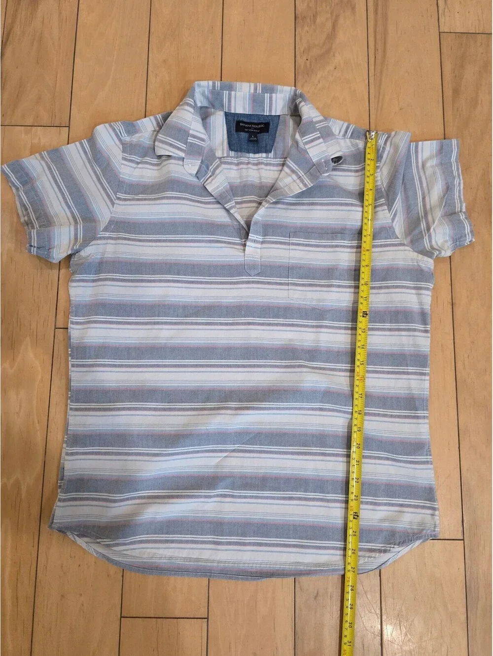 Banana Republic Striped Short Sleeve Polo Shirt - LARGE